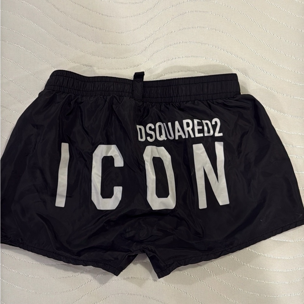 DSQUARED2 Black & White ICON Logo Swim Shorts